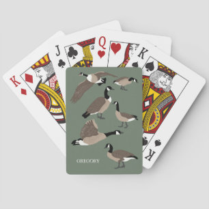 Bird Lovers Canada Geese Illustration Personalised Playing Cards
