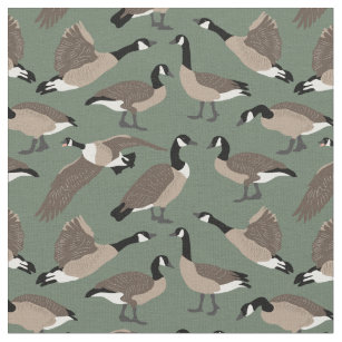 Bird Lovers Canada Geese Pattern Sage Green Fabric