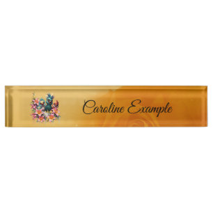 Bird magic in a sea of flowers, nameplate