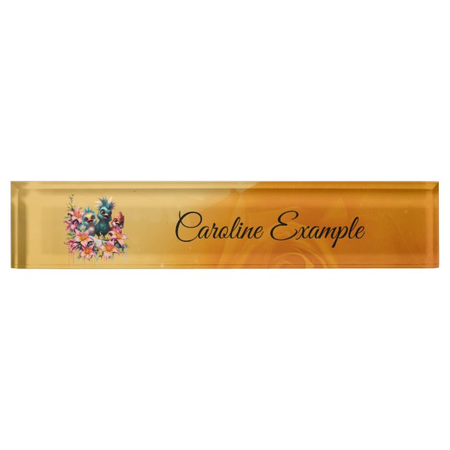 Bird magic in a sea of ​​flowers,  nameplate (Front)