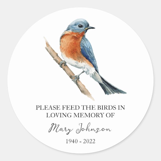 Bird Memorial Funeral Seed Packet Classic Round Sticker (Front)