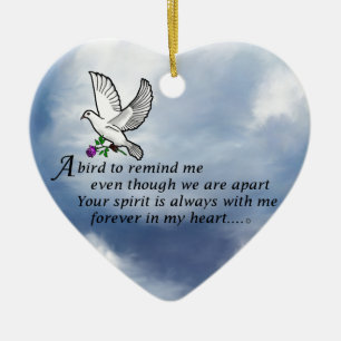Bird Memorial Poem Ceramic Tree Decoration