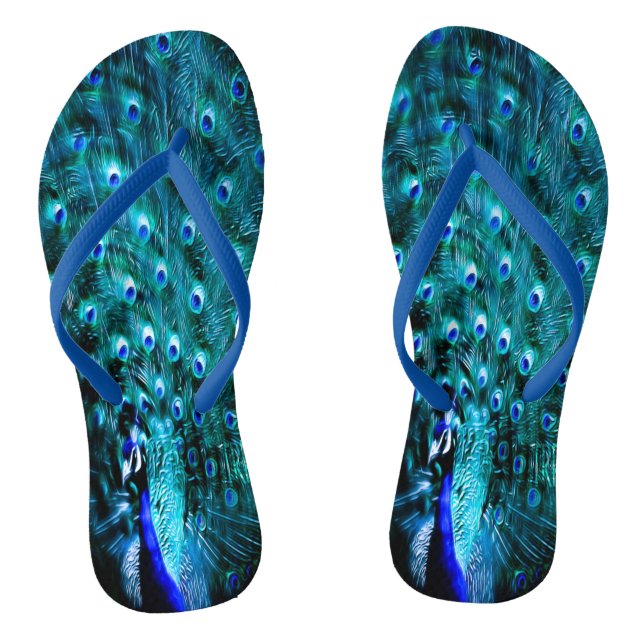 Bird Models: Pretty Peacocks 03-01 Flip Flops (Footbed)