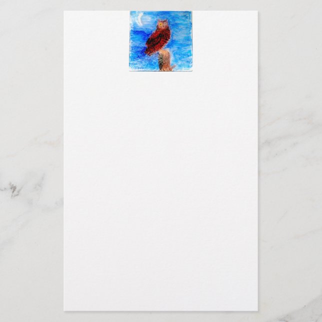 Bird Moonlight Owl Stationery (Front)