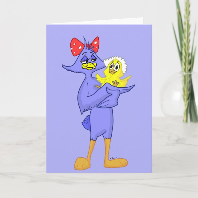 Bird Mother and Baby Greeting Card (Front)
