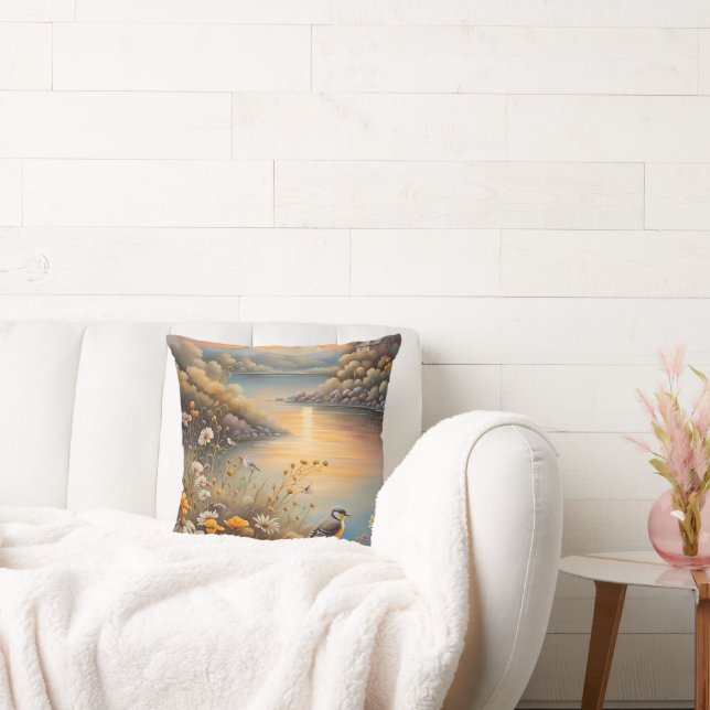 Bird Nature, fantasy illustration, AI, Cushion (Couch)