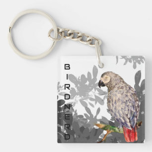Bird nerd African grey parrot Key Ring