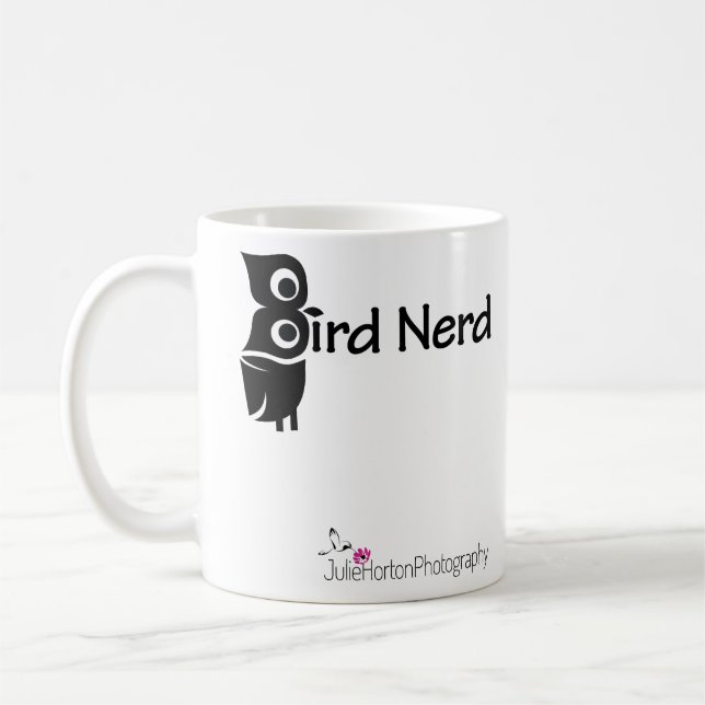 Bird Nerd and Owl Pink Coffee Mug (Left)