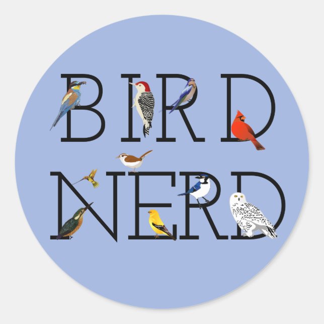 Bird Nerd Assortment Two Classic Round Sticker (Front)