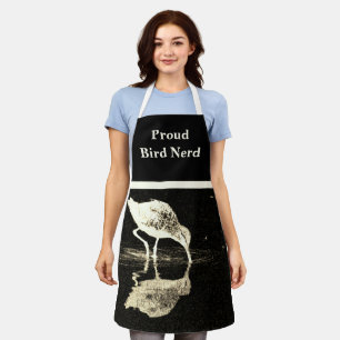 Bird Nerd Black White Reflection Birder Apron