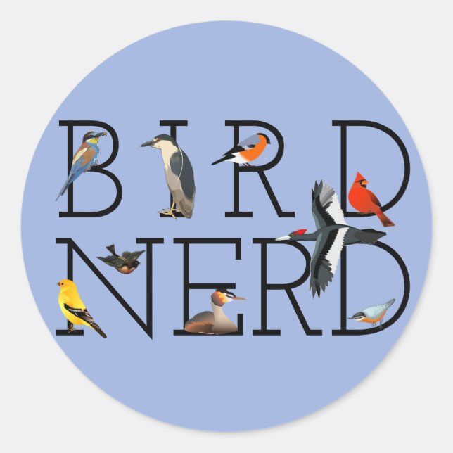 Bird Nerd Classic Round Sticker (Front)