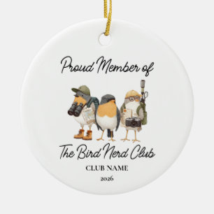 Bird Nerd Club Christmas, Funny Bird lover Ceramic Tree Decoration