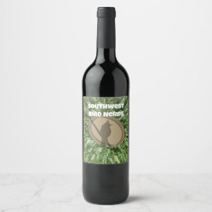 Bird Nerd Club Group Silhouette Brown Green Birder Wine Label