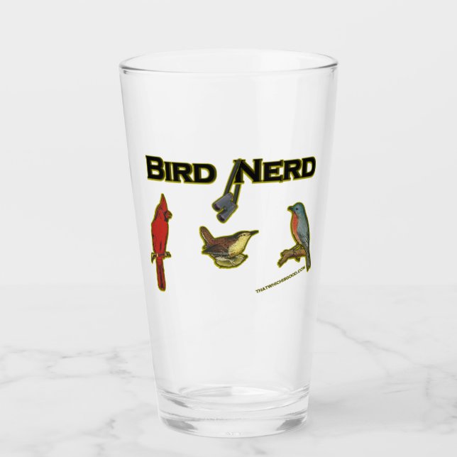 Bird Nerd Fun Beer Glass (Front)