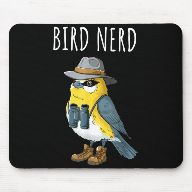 Bird nerd funny birder birdwatcher birdwatching mouse mat (Front)