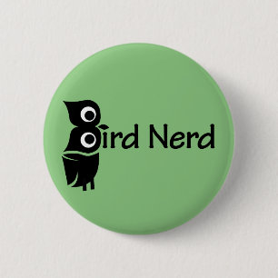 Bird Nerd Owl Green 6 Cm Round Badge