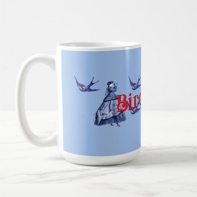 Bird Nerd Woman Binoculars Coffee Mug (Left)