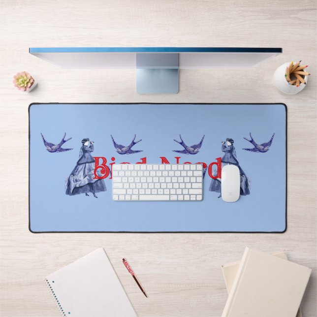 Bird Nerd Woman Binoculars Desk Mat (Office 1)