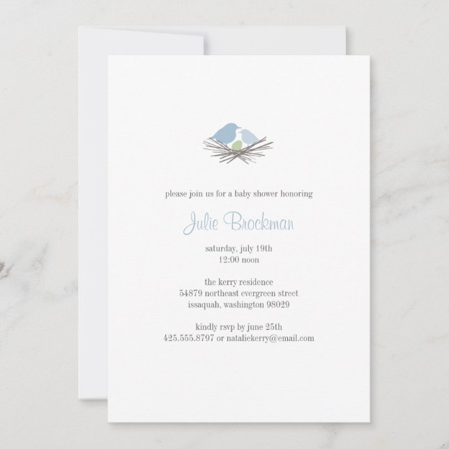 Bird Nest Baby Shower Invitation (Front)