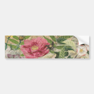 Bird Nest Floral Garden Flower Butterfly Art Bumper Sticker