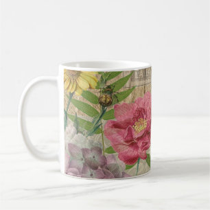 Bird Nest Floral Garden Flower Butterfly Art Coffee Mug