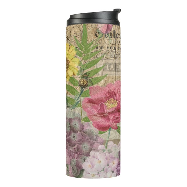 Bird Nest Floral Garden Flower Butterfly Art Thermal Tumbler (Rotated Left)