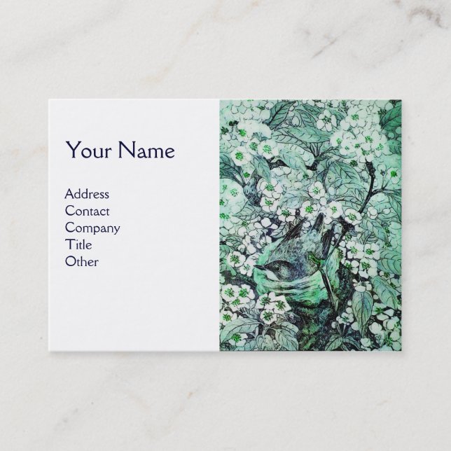 BIRD NEST,monogram ,green white Business Card (Front)