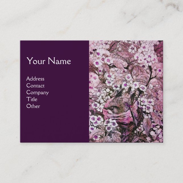 BIRD NEST,monogram ,pink red  white purple Business Card (Front)