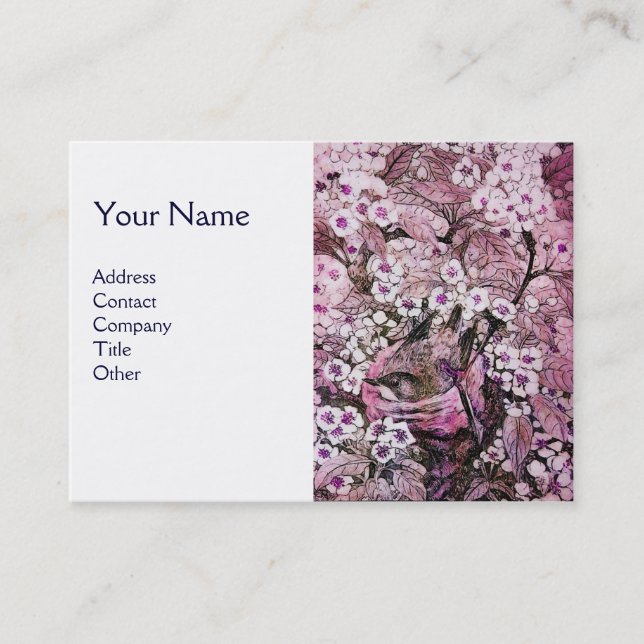 BIRD NEST,monogram ,pink white Business Card (Front)
