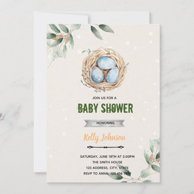 Bird nest shower  invitation (Front)