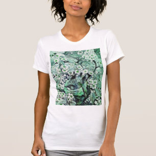 BIRD NEST,TREE, GREEN WHITE  SPRING FLOWERS Floral T-Shirt