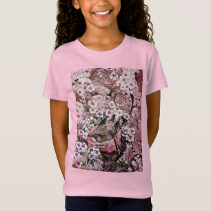BIRD NEST, TREE ,PINK WHITE SPRING FLOWERS Floral T-Shirt