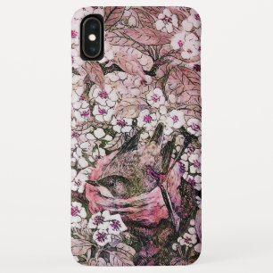 BIRD NEST ,TREE WITH WHITE PINK SPRING FLOWERS iPhone XS MAX CASE