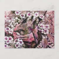 BIRD NEST ,TREE WITH WHITE RED PINK SPRING FLOWERS