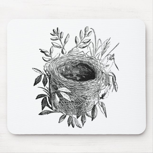 bird nest vintage illustration mouse mat (Front)