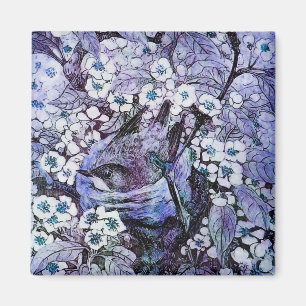 BIRD NEST ,white blue Magnet