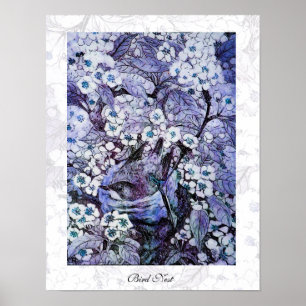 BIRD NEST ,white blue Poster