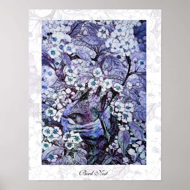 BIRD NEST ,white blue Poster (Front)