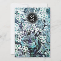 BIRD NEST,WHITE BLUE SPRING FLOWERS MONOGRAM