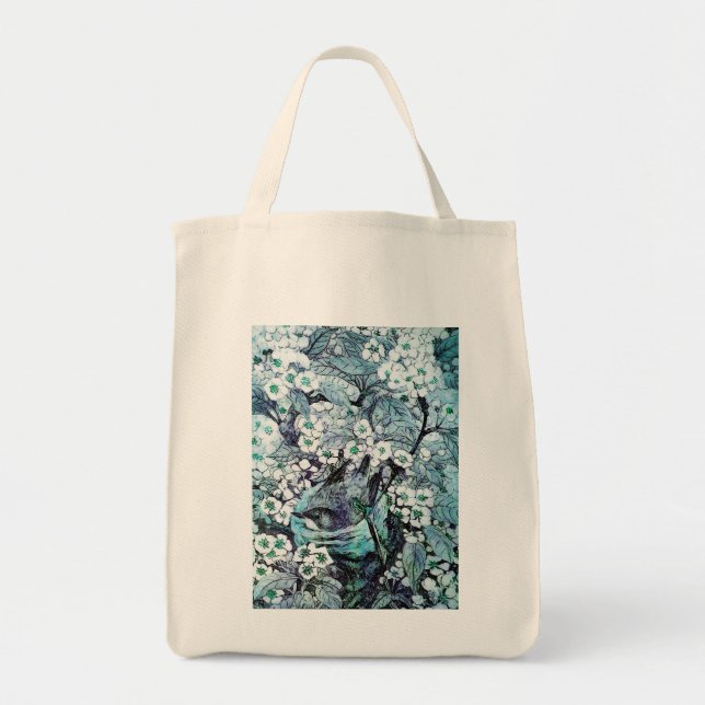 BIRD NEST ,white blue Tote Bag (Front)
