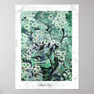 BIRD NEST ,white green Poster