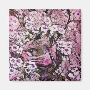 BIRD NEST ,white red pink violet Magnet