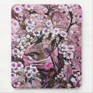 BIRD NEST ,white red pink violet Mouse Mat