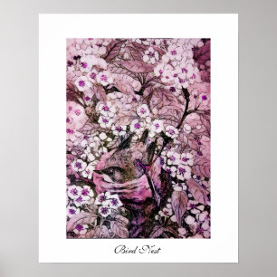 BIRD NEST ,white red pink violet Poster
