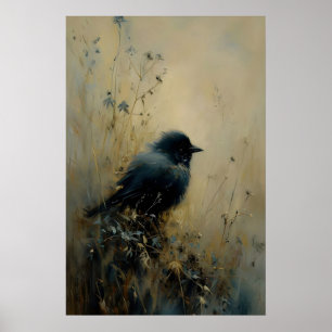 Bird Nested Bird Wall Art, Dark Academia, Antique Poster