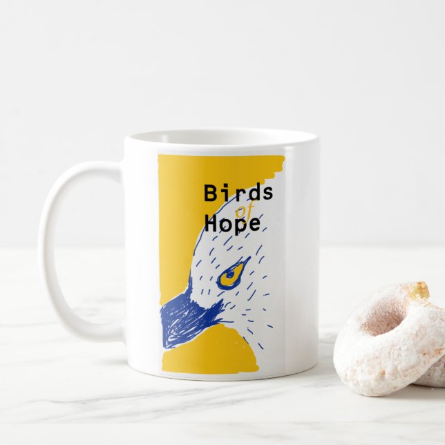 bird of hope_blue bill coffee mug (With Donut)