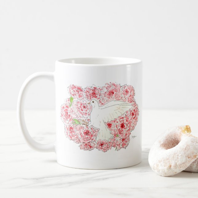 bird of hope_pigeon コーヒーマグカップ coffee mug (With Donut)