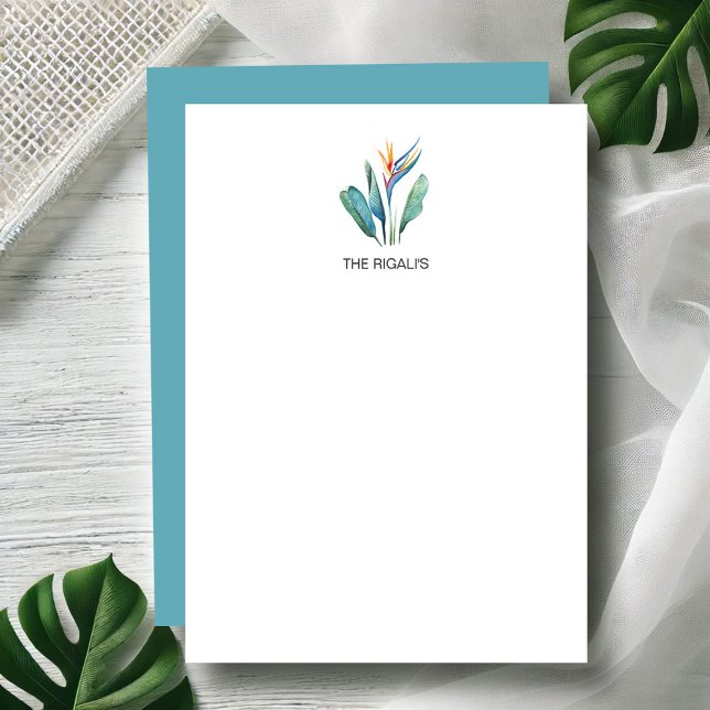 Bird of Paradis Note Cards With Envelopes Tropical (Bird of paradise flower watercolor notecards art by Victoria Grigaliunas of Do Tell A Belle)