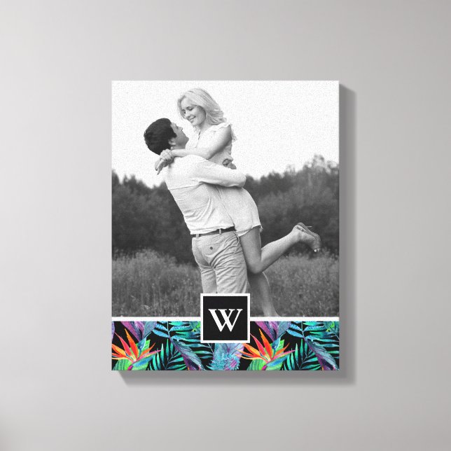 Bird Of Paradise | Add Your Photo & Initial Canvas Print (Front)