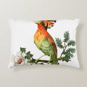 Bird of Paradise and exotic flowers on a white bac Decorative Cushion